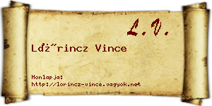 Lőrincz Vince névjegykártya
